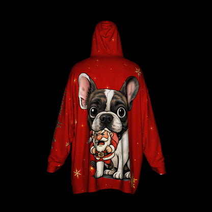Happy Howlidays - Brindle Pied French bulldog. Cosy Oversized Christmas Hoodie  - Your Personal Cloud of Comfort.