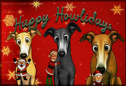 Happy Howlidays - Italian Greyhound/Greyhound, Whippet and Lurcher. Christmas Blanket with One-Sided AOP Print