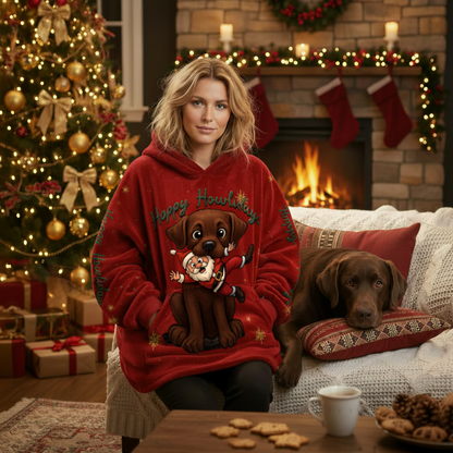 Happy Howlidays - Chocolate Labrador. Cosy Oversized Christmas Hoodie  - Your Personal Cloud of Comfort.