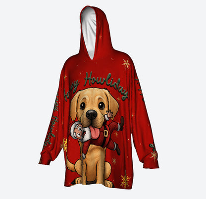 Happy Howlidays - Yellow Labrador. Cosy Oversized Christmas Hoodie  - Your Personal Cloud of Comfort.