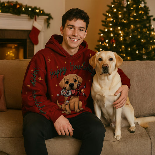 Happy Howlidays - Yellow Labrador. Cosy Oversized Christmas Hoodie  - Your Personal Cloud of Comfort.